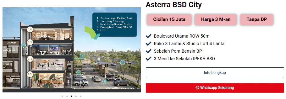 ruko asterra bsd city row 50 meter